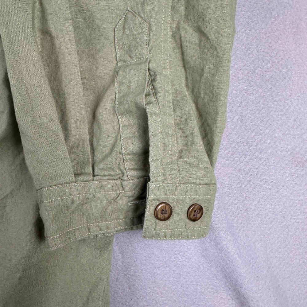Oversized Vintage Venezia Button Down Shirt Womens Sage Green Cotton - Picture 6 of 12